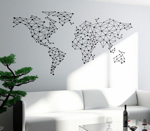 Geometric World Map Wall Decal