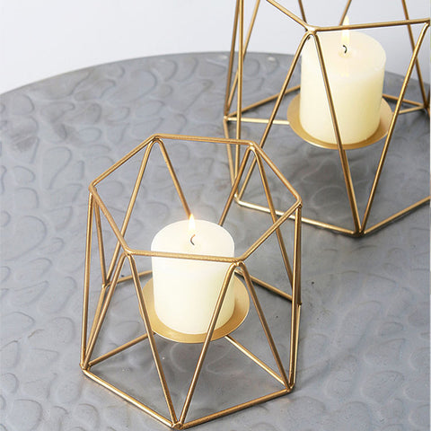 Geometric Wrought Iron Candle Holder